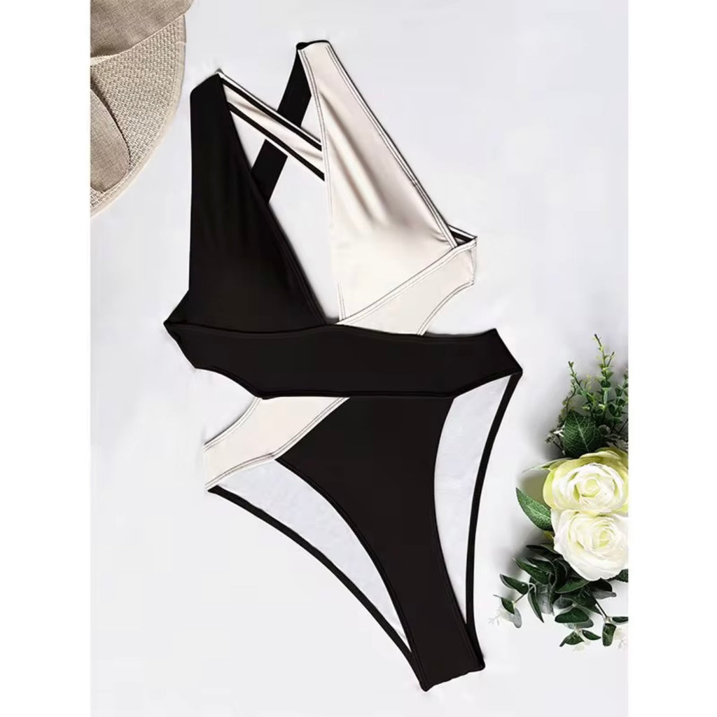 Naya Women's Sexy Deep V-Neck Bandage Cross High Waist One Piece Swimwear & Beachwear Female
Monokini High Cut Bathing Suit