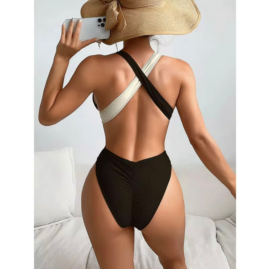 Naya Women's Sexy Deep V-Neck Bandage Cross High Waist One Piece Swimwear & Beachwear Female
Monokini High Cut Bathing Suit