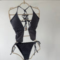 Polly Cross-border New Backless Wave Dot Print Women's Holiday Beach Sexy Temptation Tankini Bikini Set