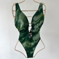 Millie New Summer Women's Sexy V-neck Mesh Hollow High Waist Bandeau Bikini in Camouflage Pattern