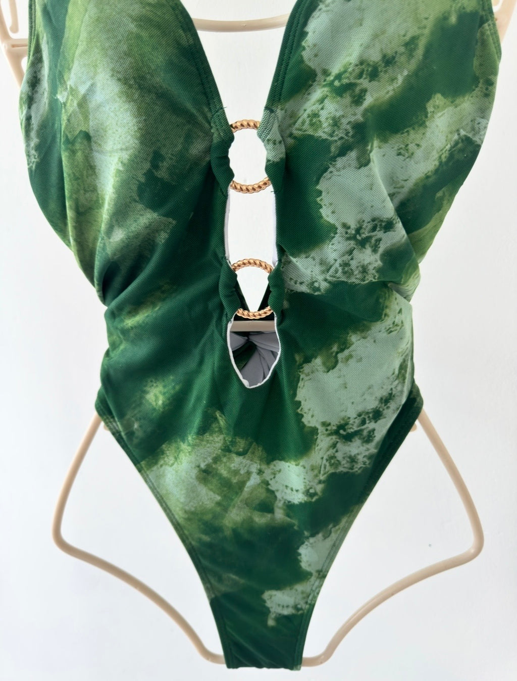Millie New Summer Women's Sexy V-neck Mesh Hollow High Waist Bandeau Bikini in Camouflage Pattern