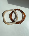 Melissa Bangle Bracelet Pair Brown Nude Marble Design Irregular Geometry Acrylic Bangles Set